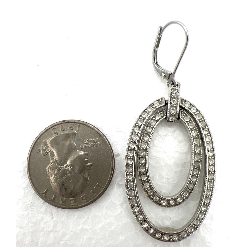 Authentic Givenchy Double Drop Earrings Pave Crys… - image 8